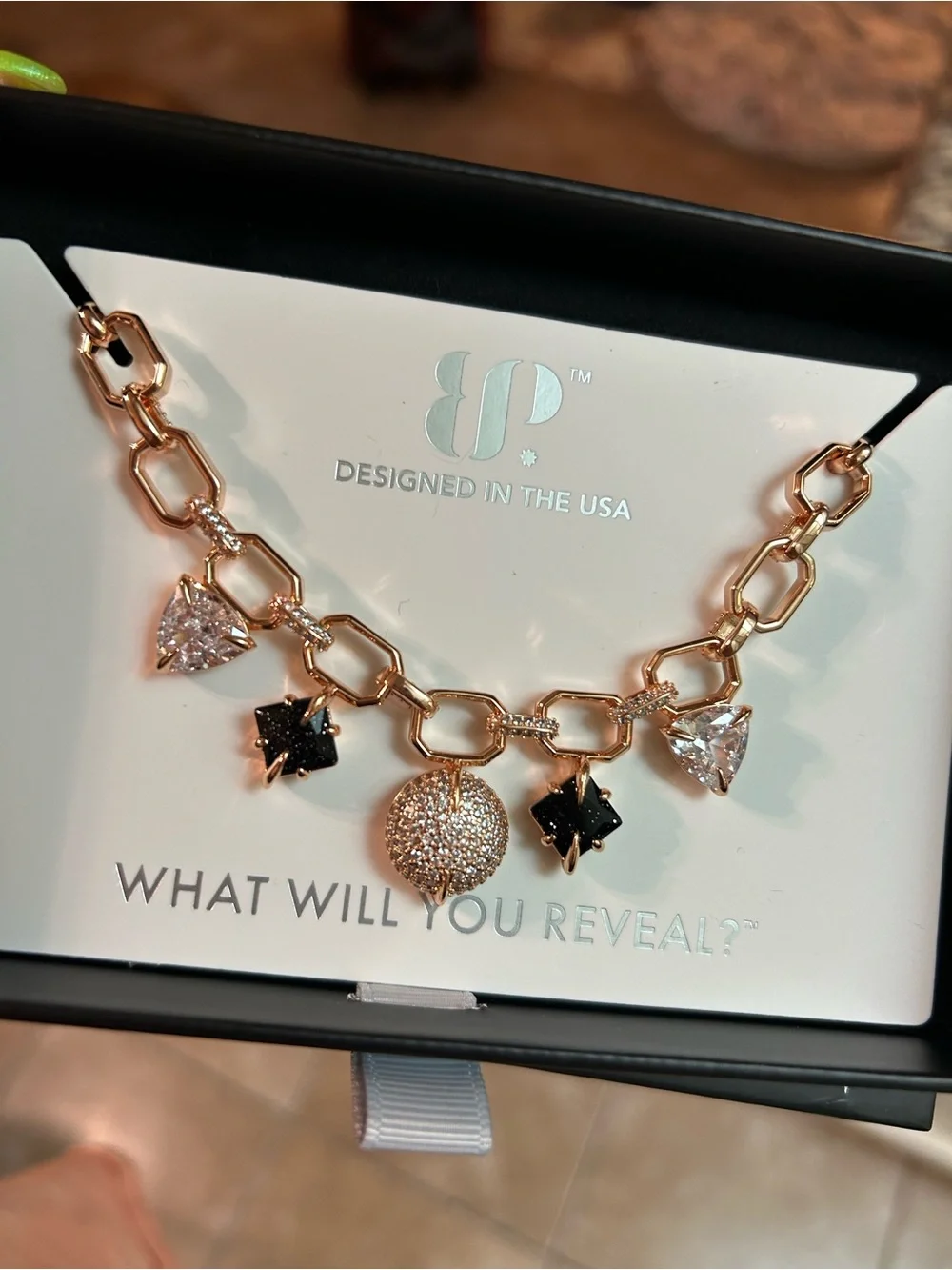 Bomb Party Obsidia Rose Gold Necklace